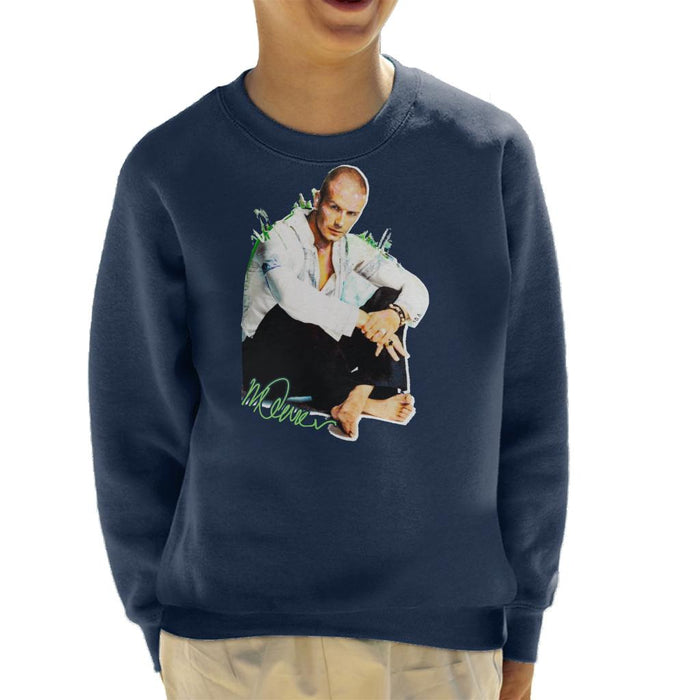 Sidney Maurer Original Portrait Of David Beckham Shaved Head Kid's Sweatshirt