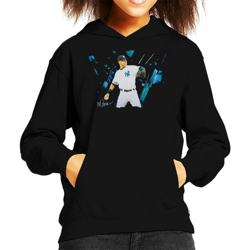 Sidney Maurer Original Portrait Of Yankees Baseball Player Derek Jeter Kid's Hooded Sweatshirt