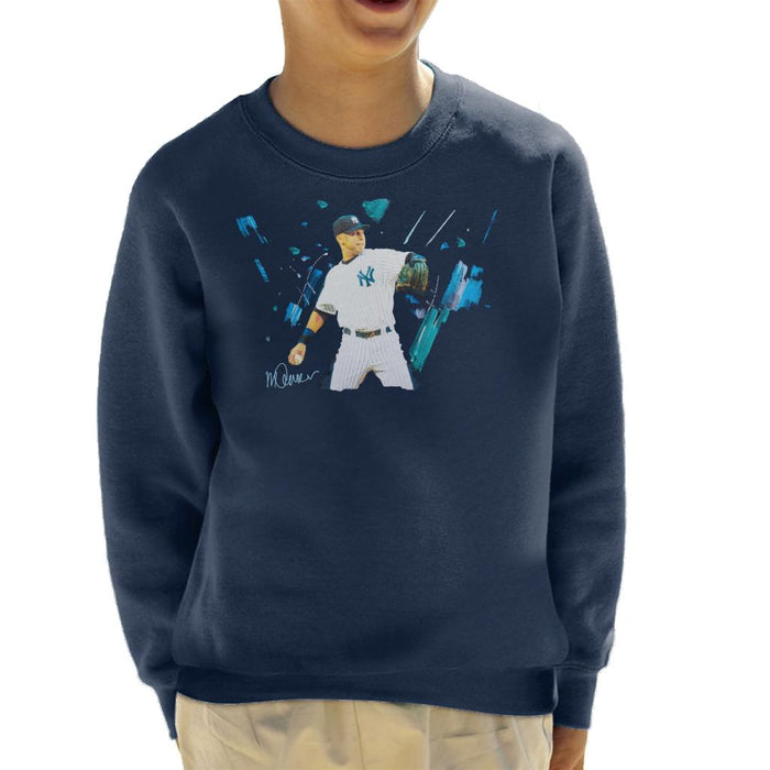 Sidney Maurer Original Portrait Of Yankees Baseball Player Derek Jeter Kid's Sweatshirt