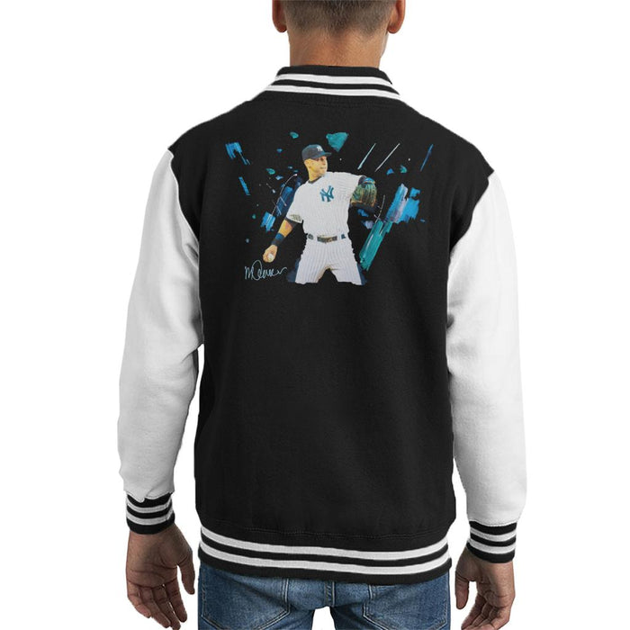 Sidney Maurer Original Portrait Of Yankees Baseball Player Derek Jeter Kid's Varsity Jacket