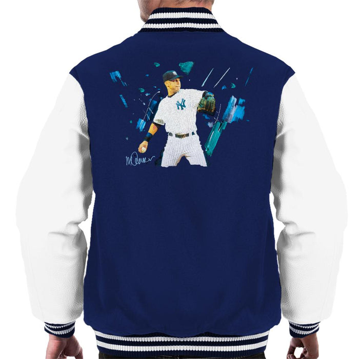 Sidney Maurer Original Portrait Of Yankees Baseball Player Derek Jeter Men's Varsity Jacket