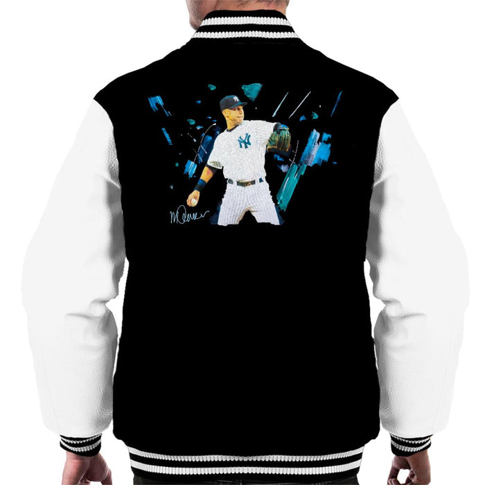 Sidney Maurer Original Portrait Of Yankees Baseball Player Derek Jeter Men's Varsity Jacket