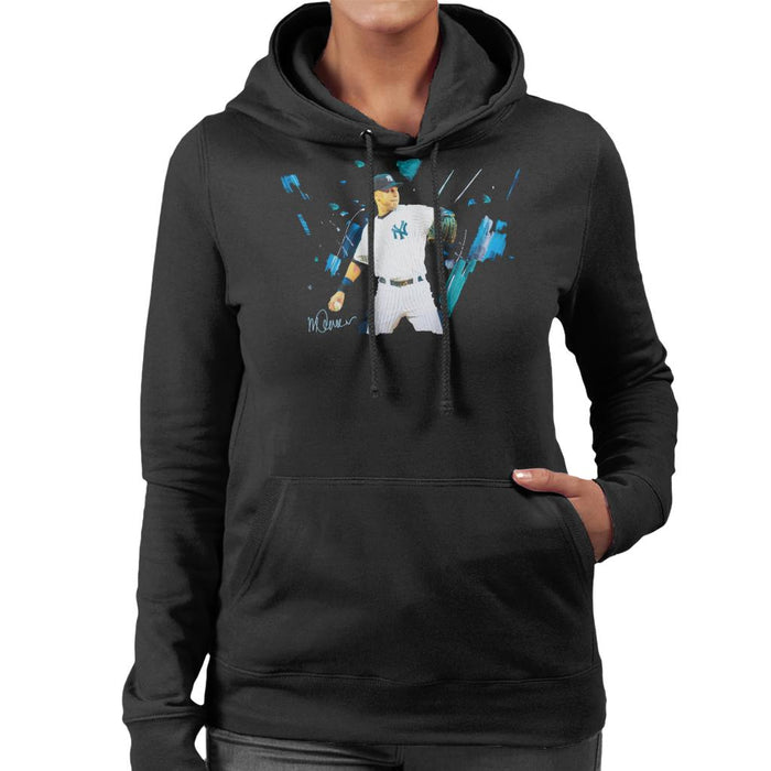 Sidney Maurer Original Portrait Of Yankees Baseball Player Derek Jeter Women's Hooded Sweatshirt