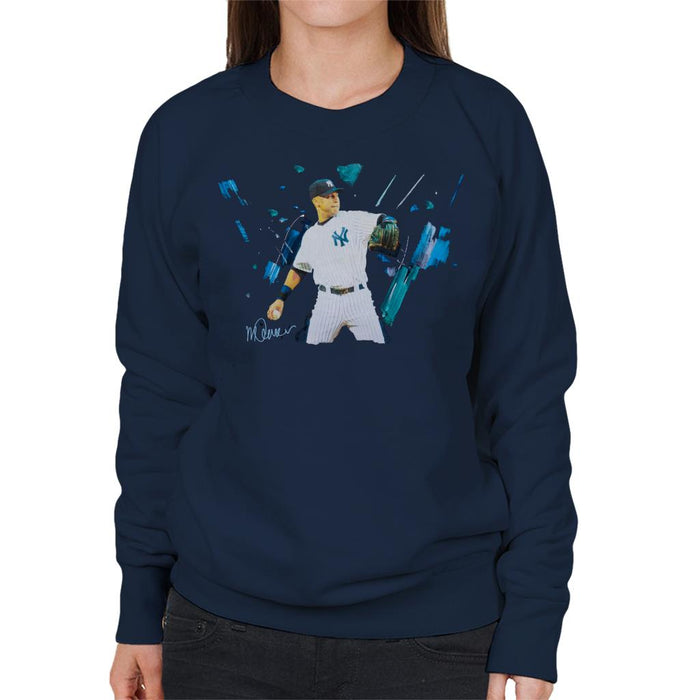 Sidney Maurer Original Portrait Of Yankees Baseball Player Derek Jeter Women's Sweatshirt