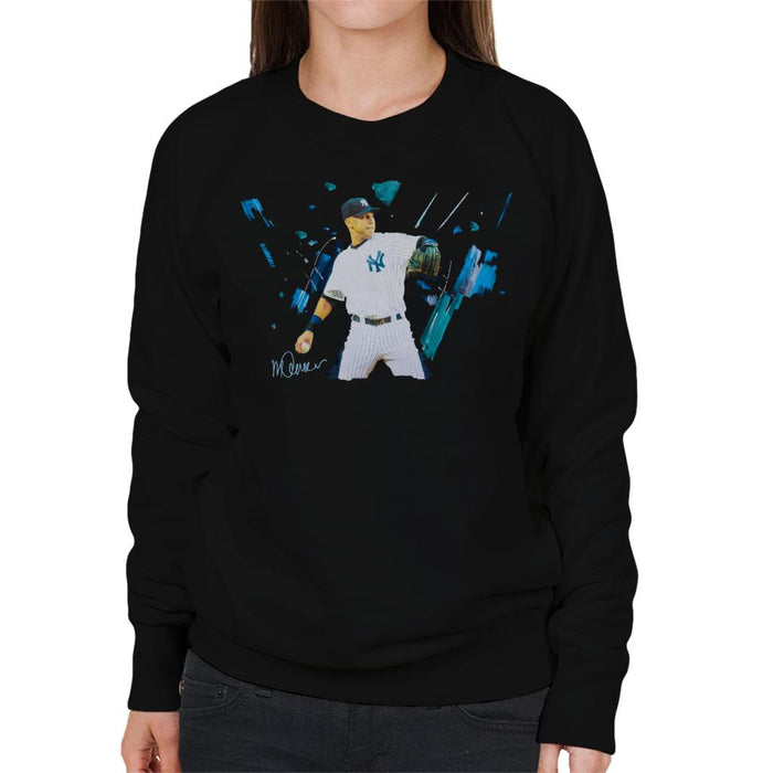 Sidney Maurer Original Portrait Of Yankees Baseball Player Derek Jeter Women's Sweatshirt