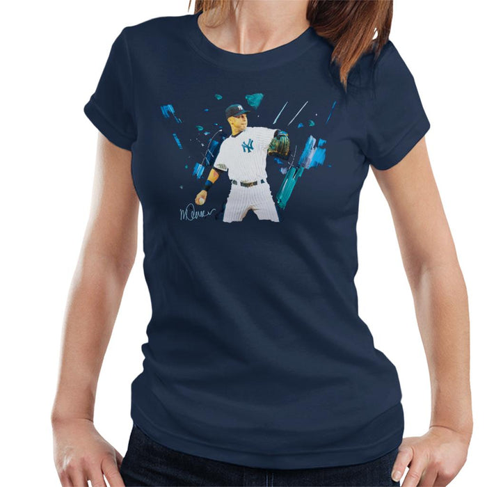 Sidney Maurer Original Portrait Of Yankees Baseball Player Derek Jeter Women's T-Shirt