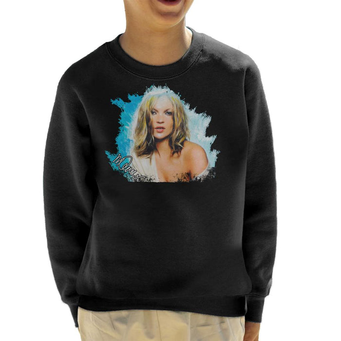 Sidney Maurer Original Portrait Of Kate Moss Pastel Blue Kid's Sweatshirt
