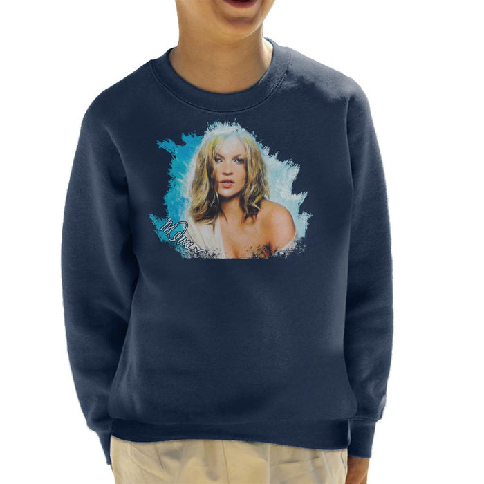 Sidney Maurer Original Portrait Of Kate Moss Pastel Blue Kid's Sweatshirt