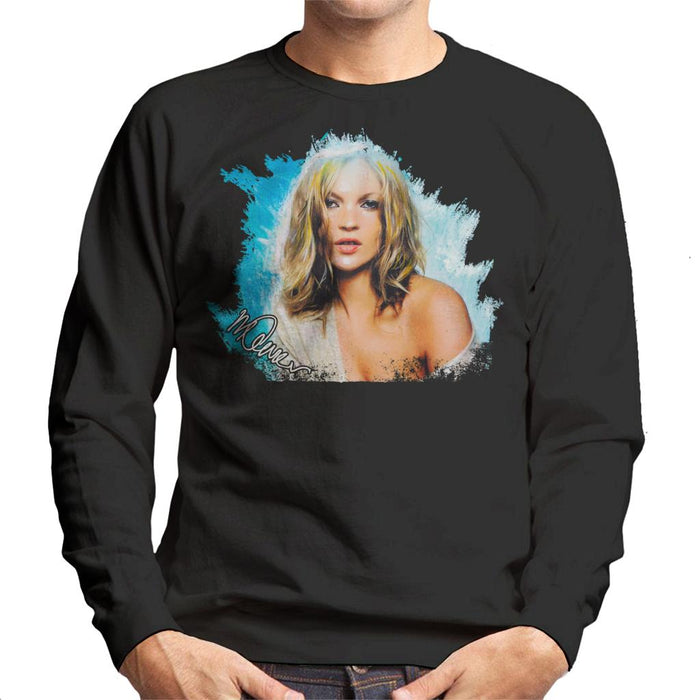 Sidney Maurer Original Portrait Of Kate Moss Pastel Blue Men's Sweatshirt
