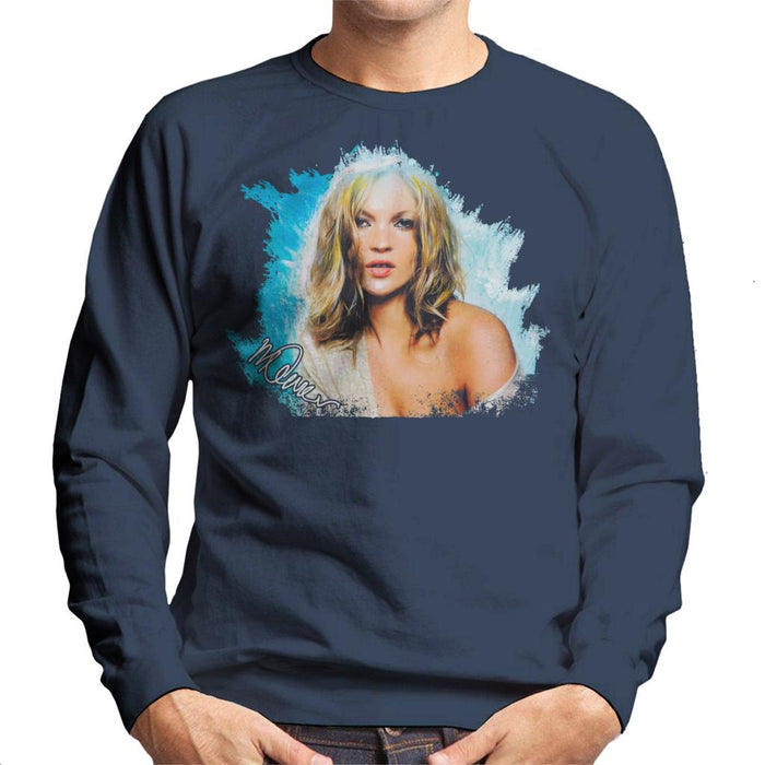 Sidney Maurer Original Portrait Of Kate Moss Pastel Blue Men's Sweatshirt