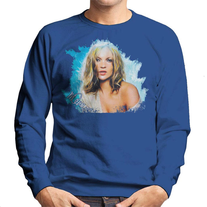 Sidney Maurer Original Portrait Of Kate Moss Pastel Blue Men's Sweatshirt