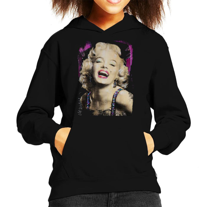 Sidney Maurer Original Portrait Of Marilyn Monroe Pink Lips Kid's Hooded Sweatshirt