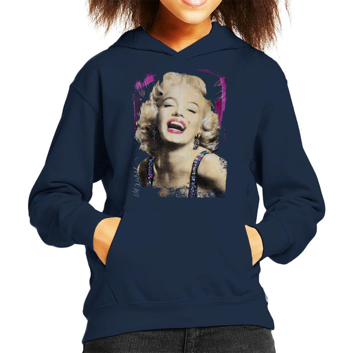 Sidney Maurer Original Portrait Of Marilyn Monroe Pink Lips Kid's Hooded Sweatshirt