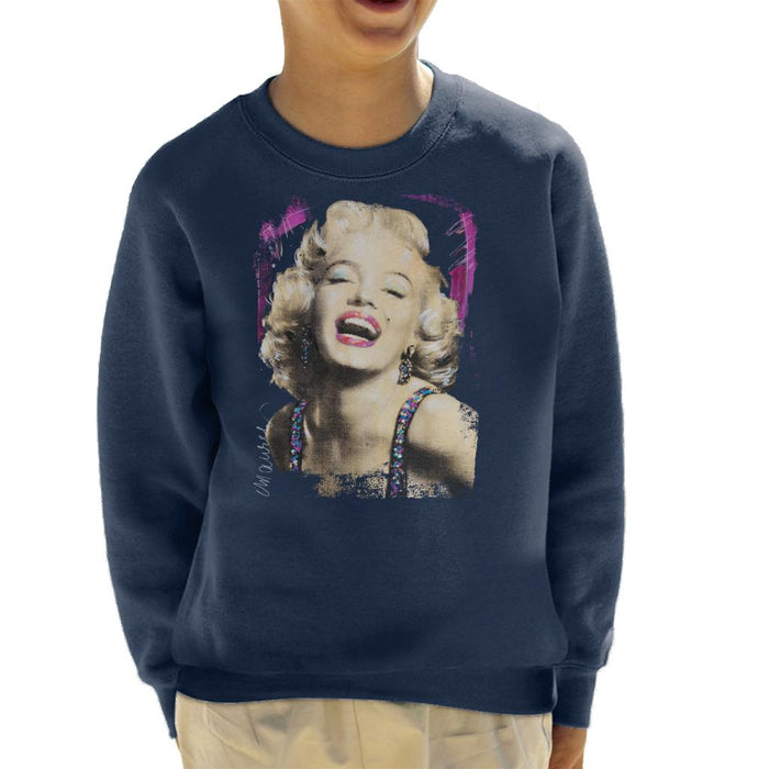 Sidney Maurer Original Portrait Of Marilyn Monroe Pink Lips Kid's Sweatshirt