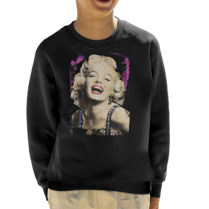 Sidney Maurer Original Portrait Of Marilyn Monroe Pink Lips Kid's Sweatshirt