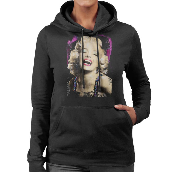 Sidney Maurer Original Portrait Of Marilyn Monroe Pink Lips Women's Hooded Sweatshirt