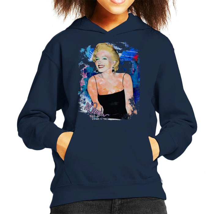 Sidney Maurer Original Portrait Of Marilyn Monroe Black Dress Kid's Hooded Sweatshirt