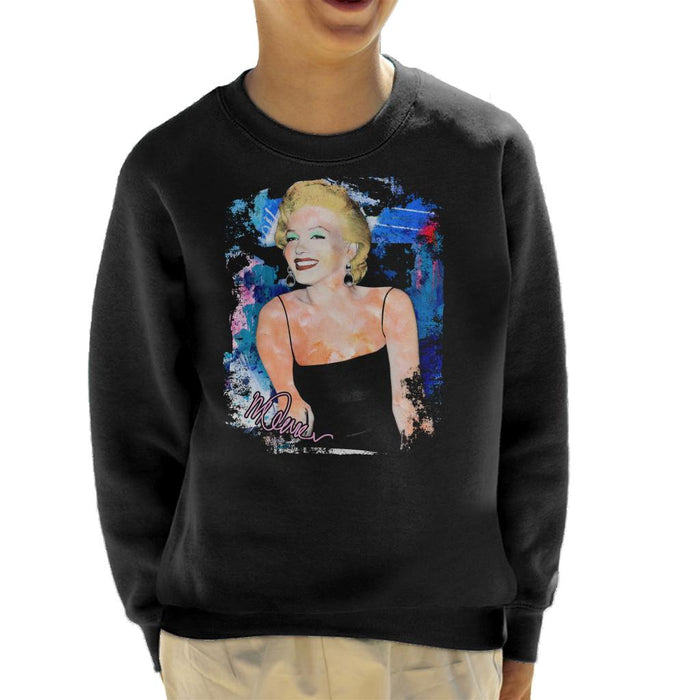 Sidney Maurer Original Portrait Of Marilyn Monroe Black Dress Kid's Sweatshirt