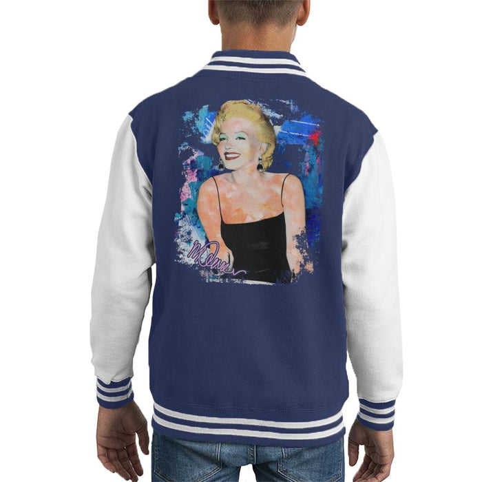 Sidney Maurer Original Portrait Of Marilyn Monroe Black Dress Kid's Varsity Jacket