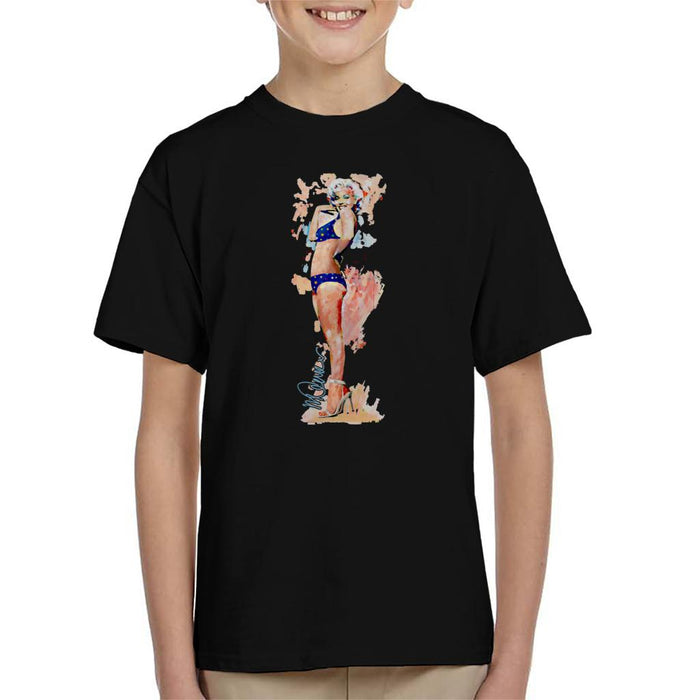 Sidney Maurer Original Portrait Of Marilyn Monroe Bikini Heels Kid's T-Shirt