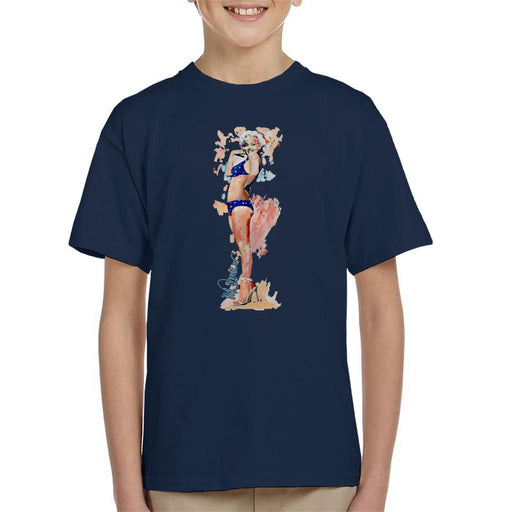 Sidney Maurer Original Portrait Of Marilyn Monroe Bikini Heels Kid's T-Shirt