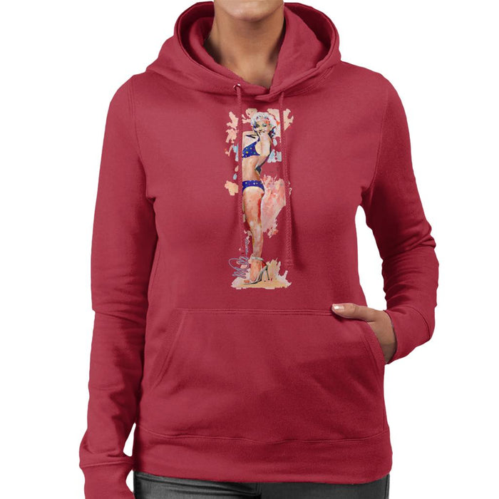 Sidney Maurer Original Portrait Of Marilyn Monroe Bikini Heels Women's Hooded Sweatshirt