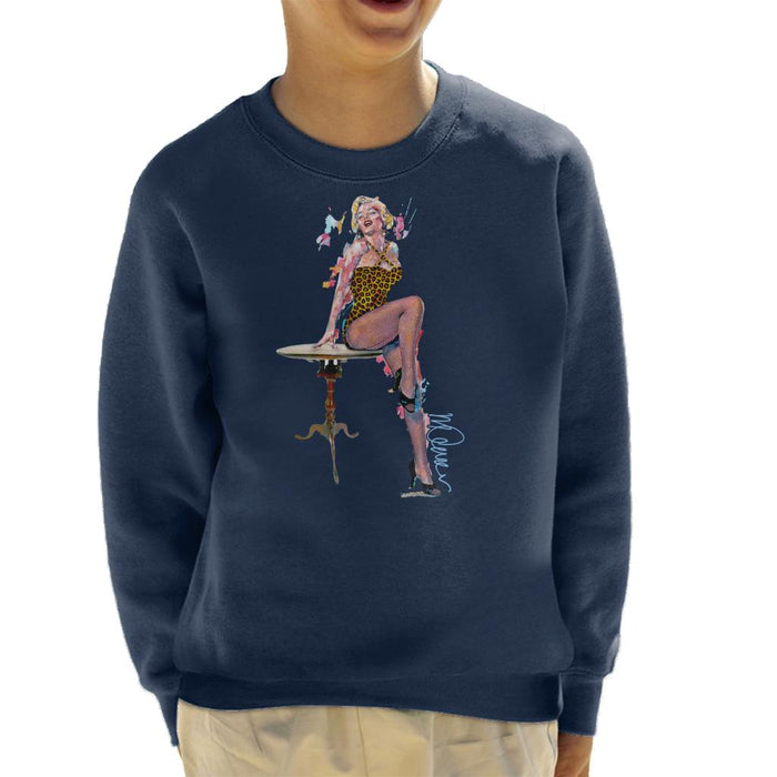 Sidney Maurer Original Portrait Of Marilyn Monroe Leopard Print Kid's Sweatshirt