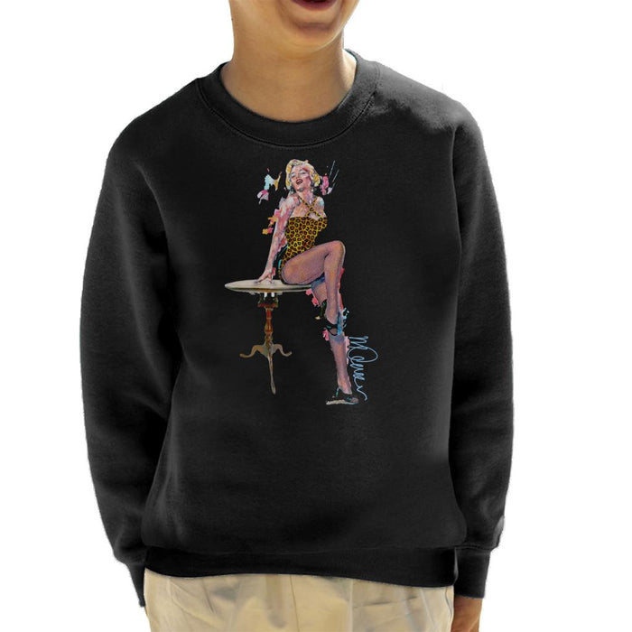 Sidney Maurer Original Portrait Of Marilyn Monroe Leopard Print Kid's Sweatshirt