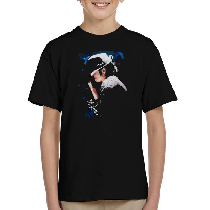 Sidney Maurer Original Portrait Of Michael Jackson Tipped Hat Kid's T-Shirt