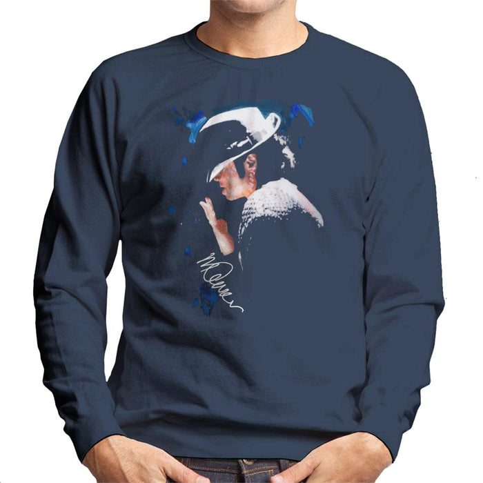 Sidney Maurer Original Portrait Of Michael Jackson Tipped Hat Men's Sweatshirt