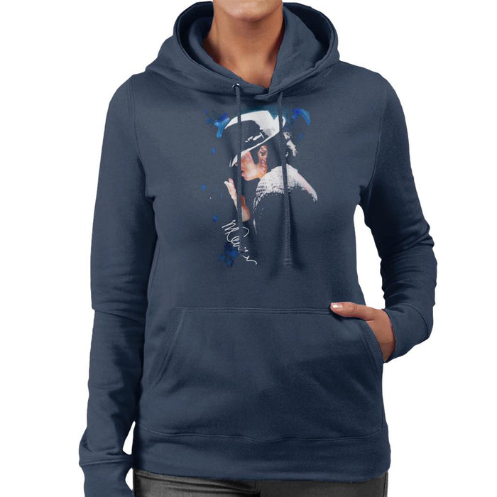 Sidney Maurer Original Portrait Of Michael Jackson Tipped Hat Women's Hooded Sweatshirt