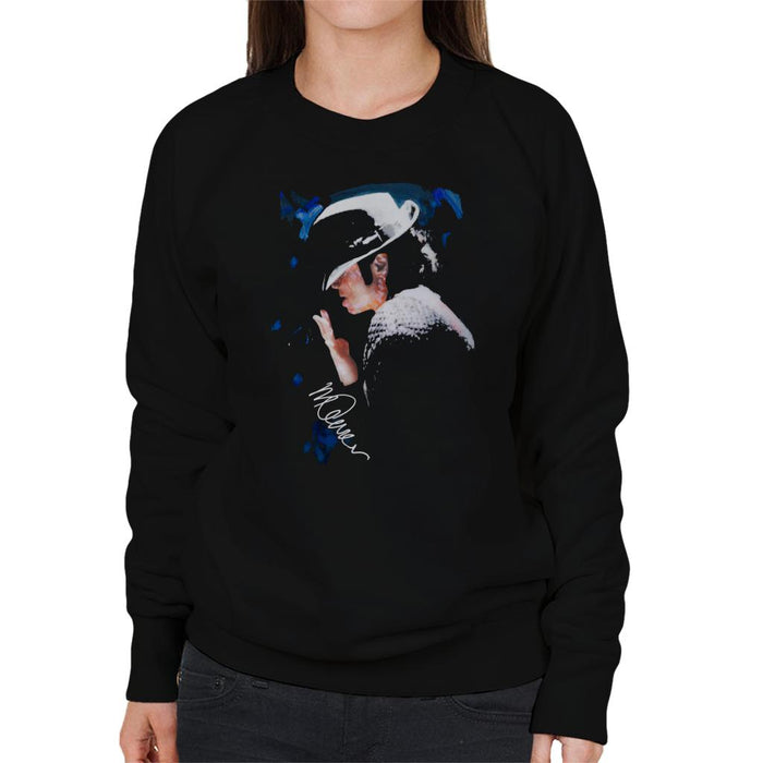 Sidney Maurer Original Portrait Of Michael Jackson Tipped Hat Women's Sweatshirt