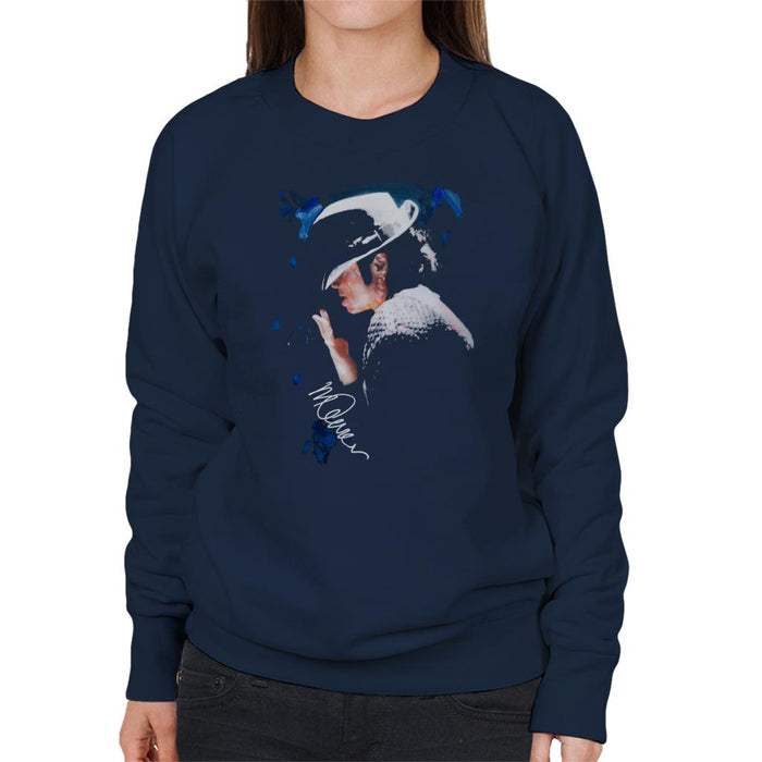 Sidney Maurer Original Portrait Of Michael Jackson Tipped Hat Women's Sweatshirt