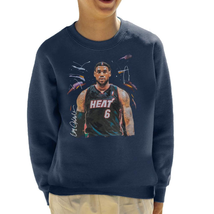 Sidney Maurer Original Portrait Of LeBron James Miami Heat Jersey Kid's Sweatshirt