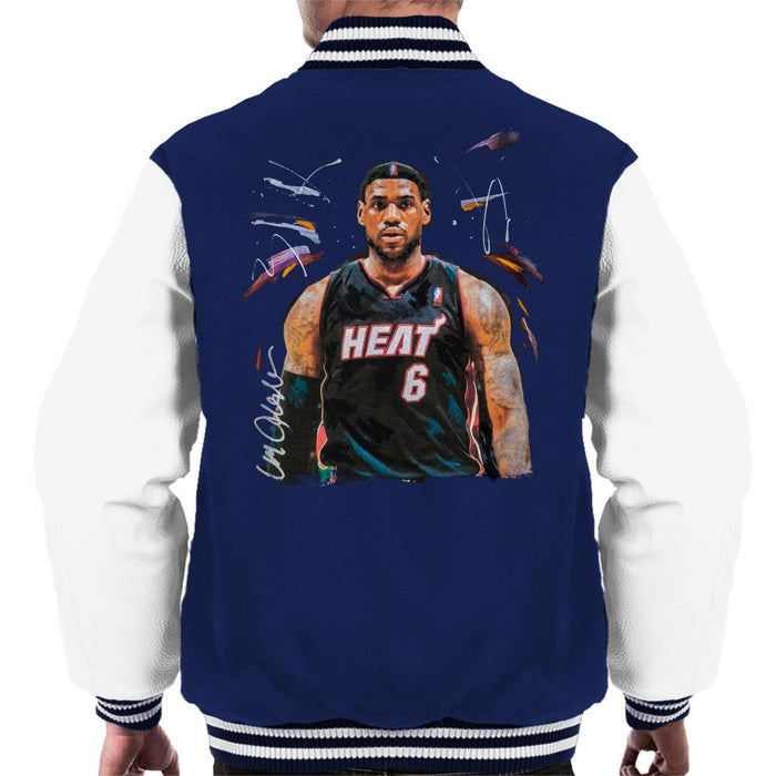 Sidney Maurer Original Portrait Of LeBron James Miami Heat Jersey Men's Varsity Jacket