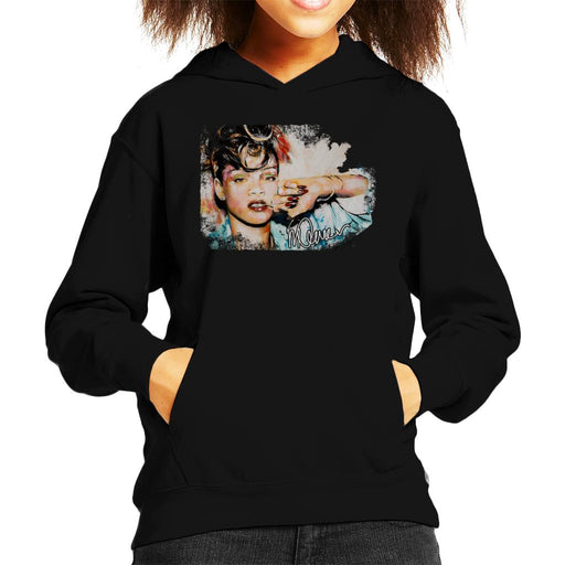 Sidney Maurer Original Portrait Of Rihanna Red Nails Kid's Hooded Sweatshirt