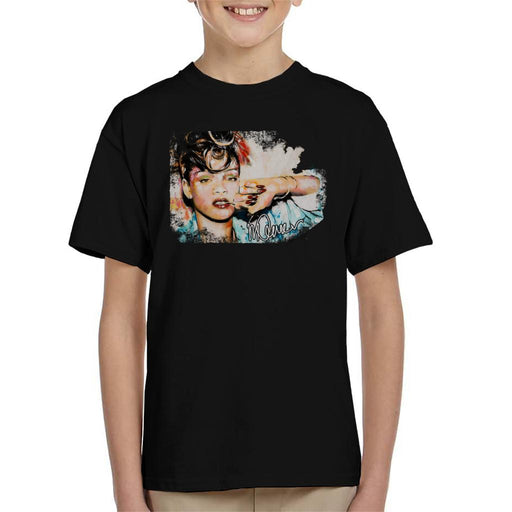 Sidney Maurer Original Portrait Of Rihanna Red Nails Kid's T-Shirt
