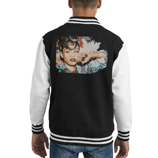 Sidney Maurer Original Portrait Of Rihanna Red Nails Kid's Varsity Jacket