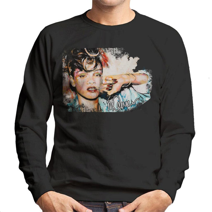 Sidney Maurer Original Portrait Of Rihanna Red Nails Men's Sweatshirt