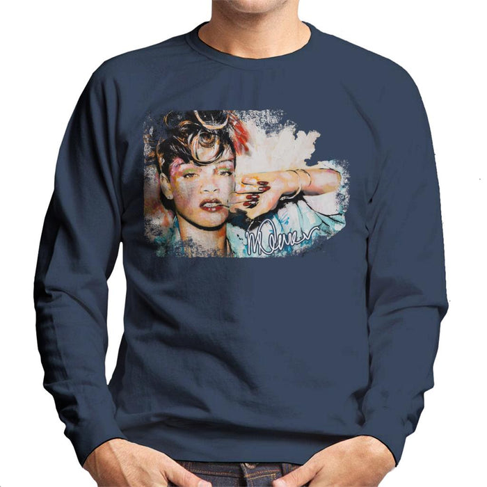Sidney Maurer Original Portrait Of Rihanna Red Nails Men's Sweatshirt
