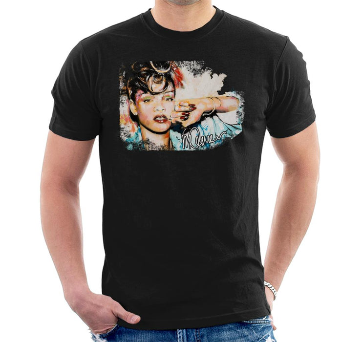 Sidney Maurer Original Portrait Of Rihanna Red Nails Men's T-Shirt