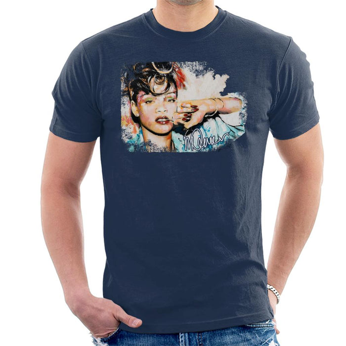 Sidney Maurer Original Portrait Of Rihanna Red Nails Men's T-Shirt