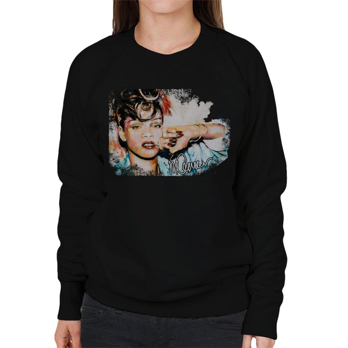 Sidney Maurer Original Portrait Of Rihanna Red Nails Women's Sweatshirt