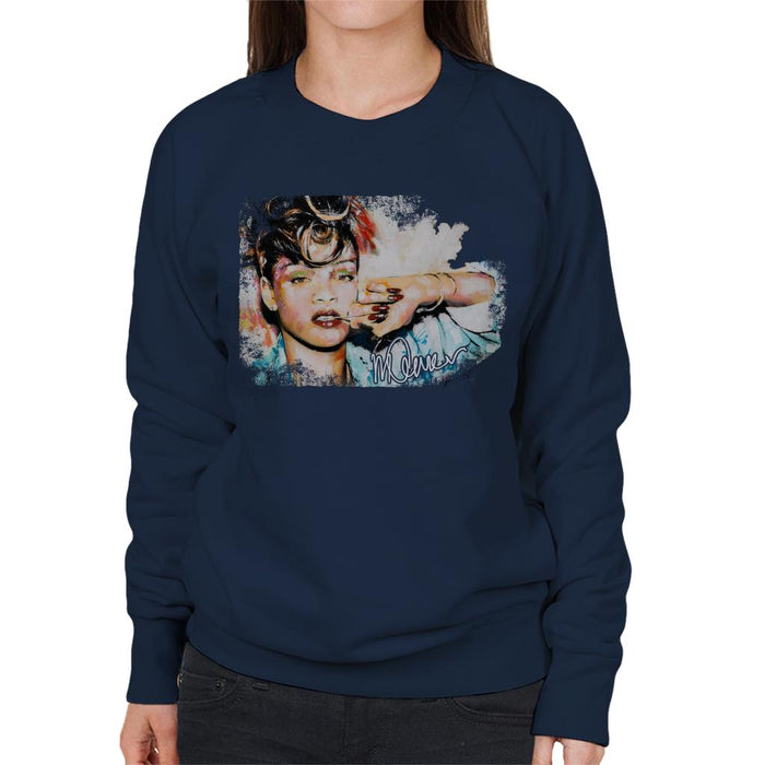 Sidney Maurer Original Portrait Of Rihanna Red Nails Women's Sweatshirt
