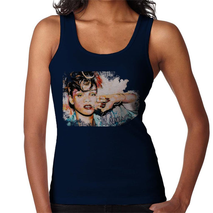 Sidney Maurer Original Portrait Of Rihanna Red Nails Women's Vest