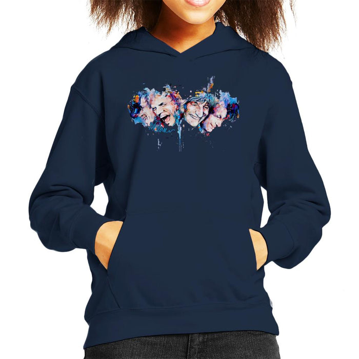 Sidney Maurer Original Portrait Of The Rolling Stones Headshots Kid's Hooded Sweatshirt