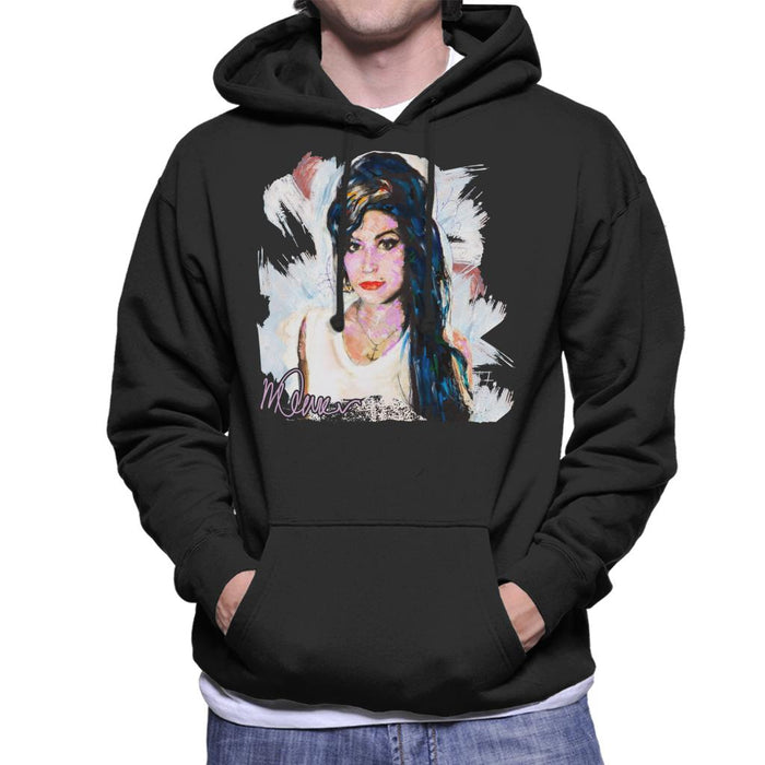 Sidney Maurer Original Portrait Of Amy Winehouse Anchor Necklace Men's Hooded Sweatshirt