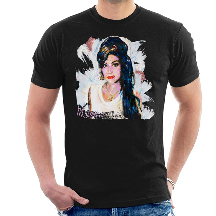 Sidney Maurer Original Portrait Of Amy Winehouse Anchor Necklace Men's T-Shirt