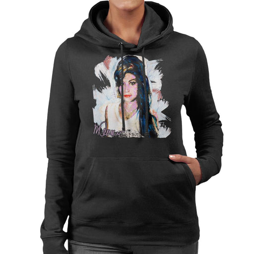 Sidney Maurer Original Portrait Of Amy Winehouse Anchor Necklace Women's Hooded Sweatshirt