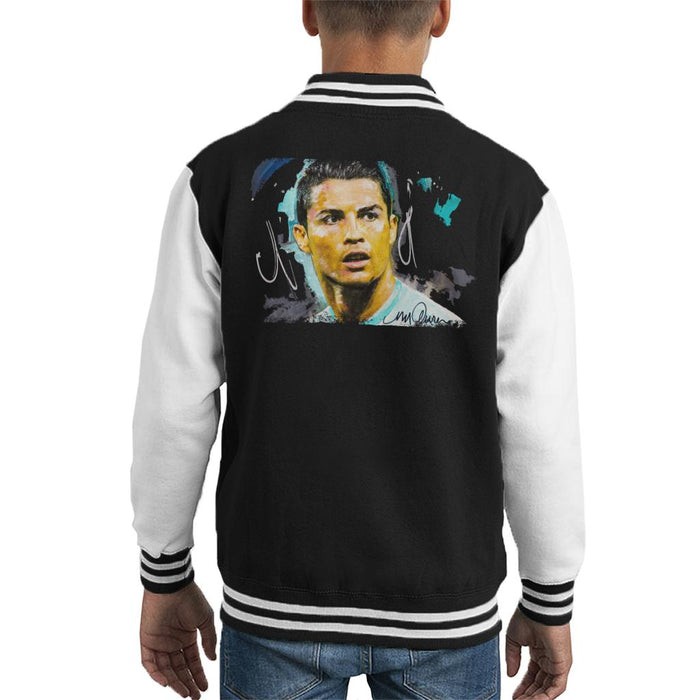 Sidney Maurer Original Portrait Of Footballer Cristiano Ronaldo Kid's Varsity Jacket